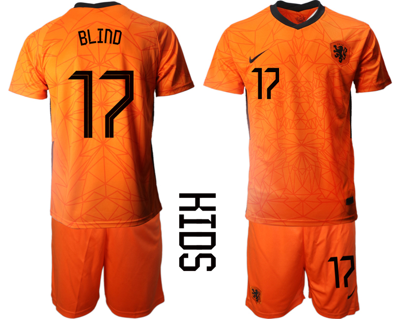 2021 European Cup Netherlands home Youth #17 soccer jerseys->youth soccer jersey->Youth Jersey